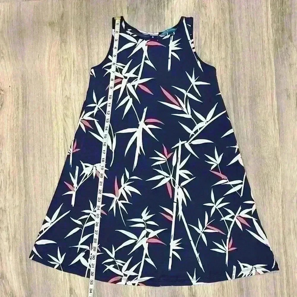 Tori Richard Honolulu USA Mini Shift Dress Pullover Navy Floral Stretch Size XXS - Picture 6 of 7